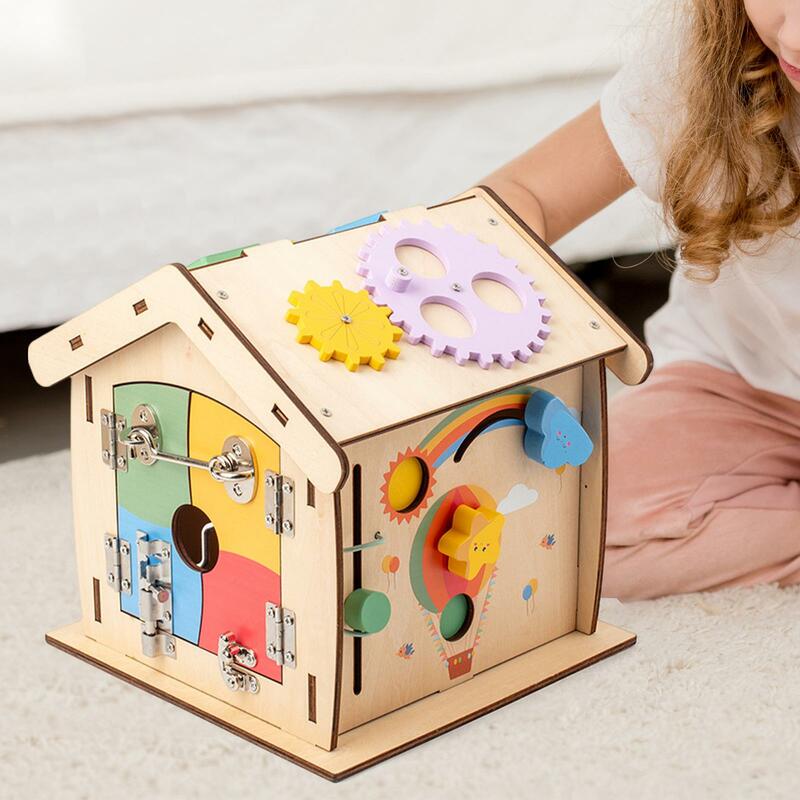 Juguete Montessori de casa de madera, entrenamiento básico de habilidades para la vida, regalo de vacaciones para niños
