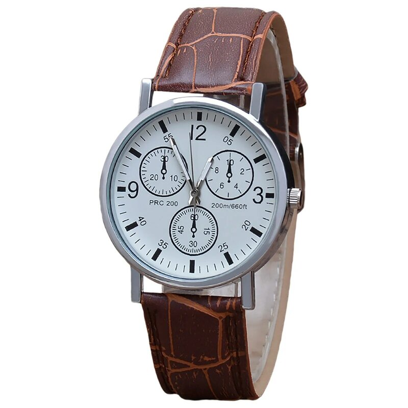 Cyfrowy męski zegarek na rękę trzy oczy zegarki ze skórzanymi paskami kwarcowy męski zegarek niebieskie szkło zegarek męski zegar relogio masculino