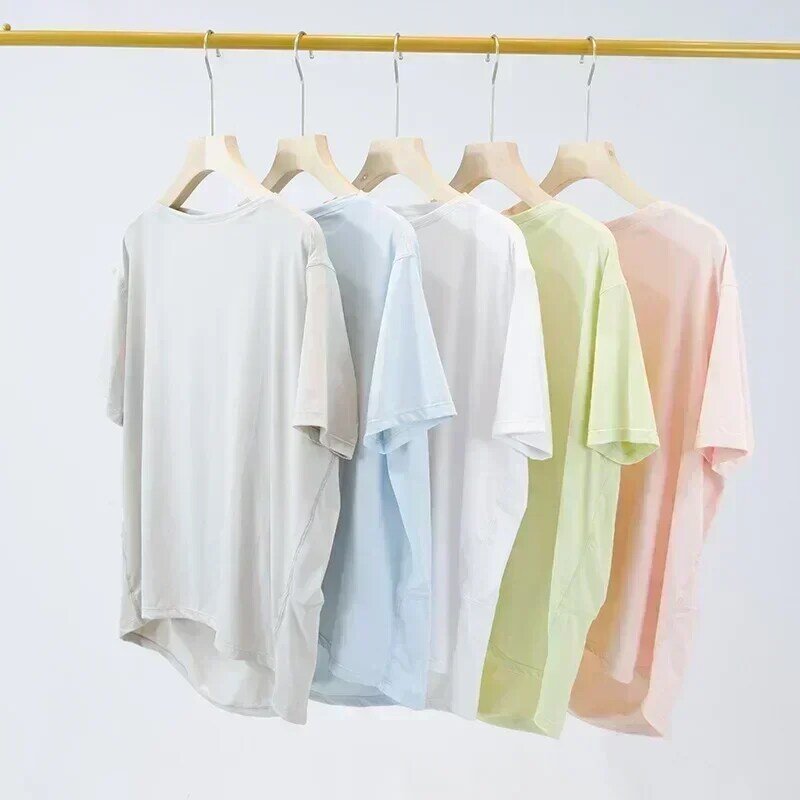 Lemon-Camiseta de manga corta para Yoga para mujer, Camiseta deportiva de Fitness, Top de secado rápido, transpirable, suave y elástico