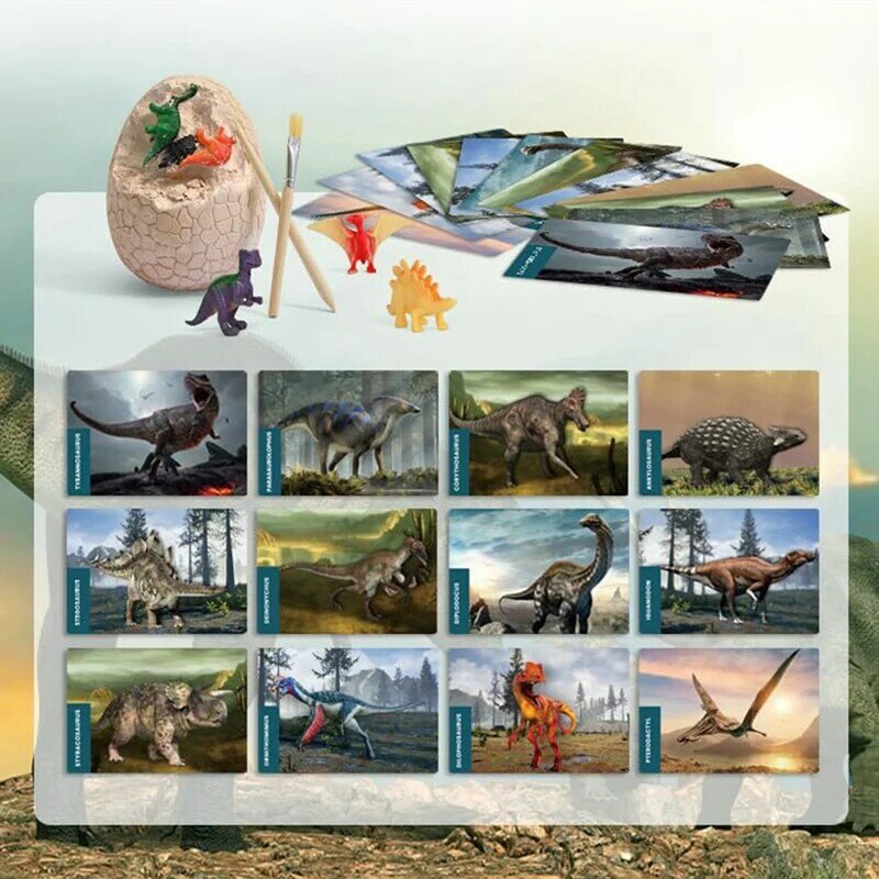 مجموعة لعبة كبيرة من بيض دينو ، جذع مثالي ، 12 ديناصورات متنوعة ، دينو ، حفر ، مجموعة واحدة