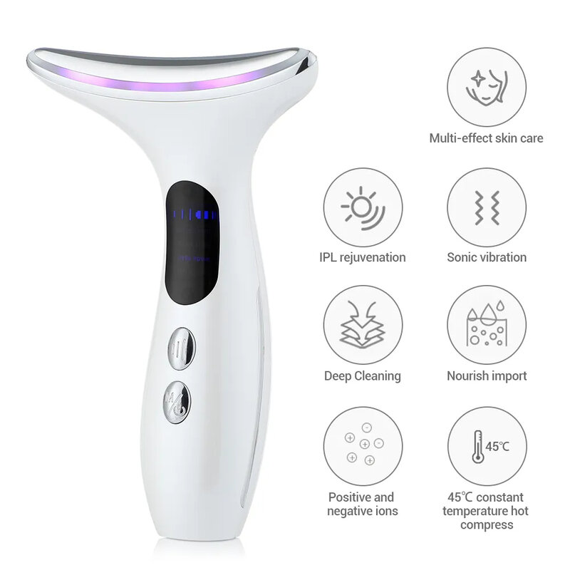 EMS Microcurrent Chin Lifting Face Neck Beauty Device LED Photon Firming Rejuvenation Anti Wrinkle Skin Care Facial Massager