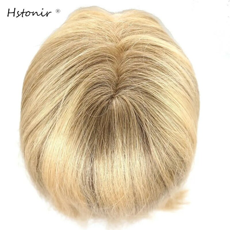 Hstonir Full Lace Human Hair Wigs Peruca Feminina Jewish Wig Kosher Meidical Wig Silicon European Remy Hair Blond G038