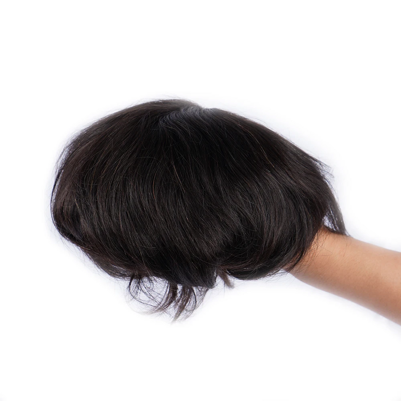 Veravicky sistem pengganti rambut manusia Pria, hiasan rambut lurus 7 "X9" sistem pengganti rambut PU tipis