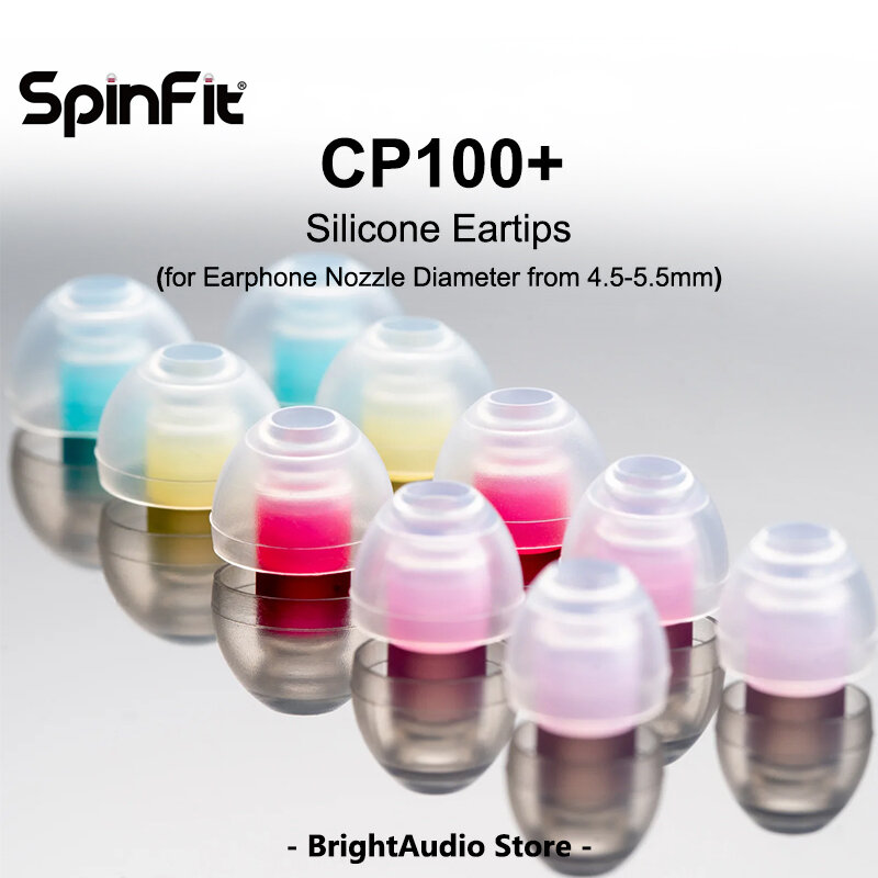 Силиконовые насадки SpinFit CP100 + PLUS для наушников Hi-Fi, диаметр насадки 4,5-5,5 мм