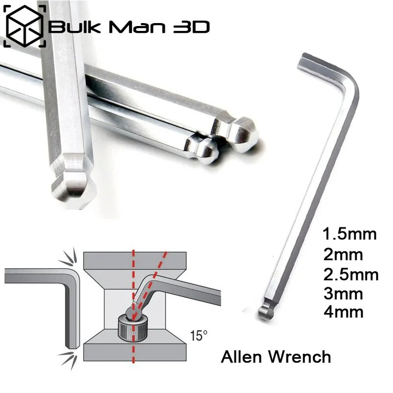 Llave Allen hexagonal niquelada de 1,5mm, 2mm, 2,5mm, 3mm, 4mm, extremo de bola, llave hexagonal duradera, herramientas manuales