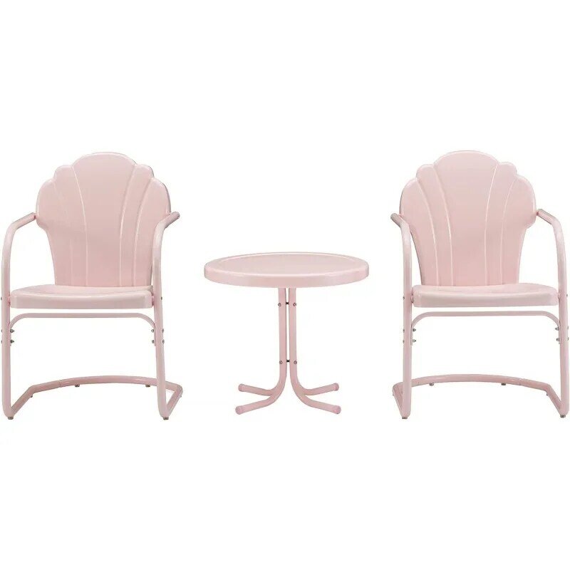 Crosley Furniture-Ensemble de sièges en métal rétro tulipe rose, 2 chaises et table d'appoint, KO10011PI, 3 pièces