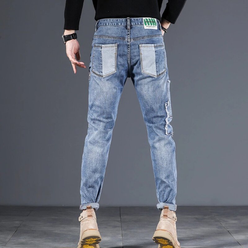 Abbigliamento uomo Jeans pantaloni Cargo pantaloni Casual Splicing Business Work Pants uomo Slim Fit pantaloni uomo dritto y2k Streetwear