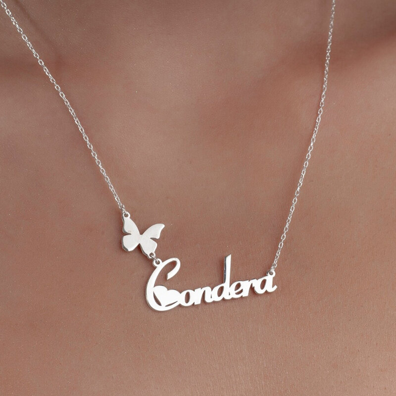 Индивидуальное ожерелье с именем бабочки на заказ женское ожерелье подарок на день рождения бабочка ювелирный подарок для нее