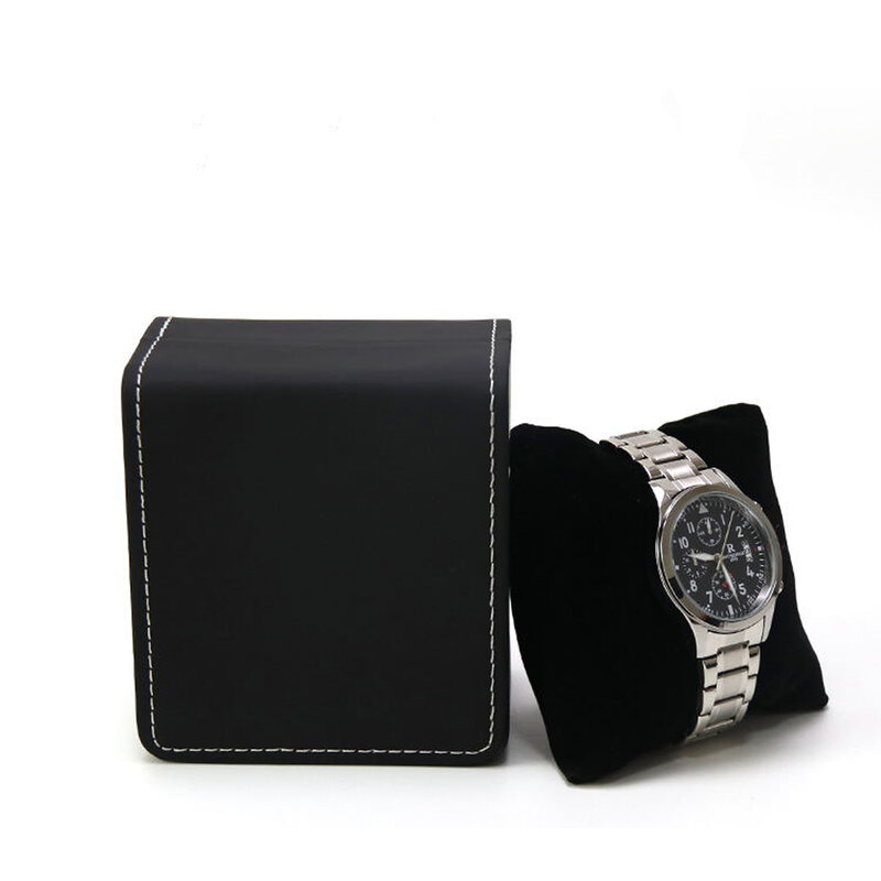 Lnofxas Black Single Watch Gift Box com travesseiro, PU Leather Wristwatch Display Case, organizador para homens