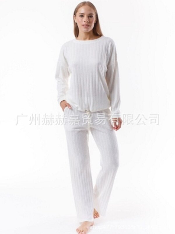 Conjunto casual de duas peças para mulheres, calças elásticas altas, manga curta, perna larga, cor sólida, nova moda