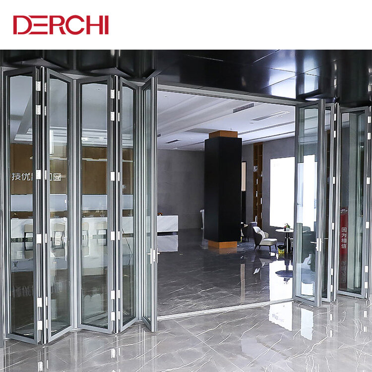 Patio personalizado de aluminio de doble vidrio plegable/acordeón/puertas plegables para venta