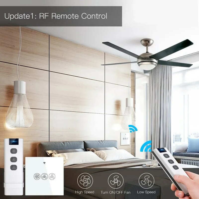 Interrupteur de ventilateur de plafond intelligent, WiFi RF433, application Smart Life/Tuya, commande à 2/3 voies, télécommande sans fil, fonctionne avec Alexa et Google