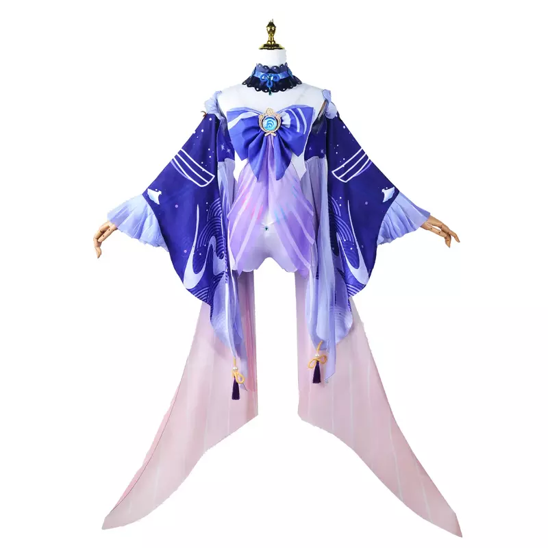 Genshin Impact Sangonomiya Warriomi Cosplay Costume pour Femme, Robes de Soirée, Uniforme, Perruque Trempée, Ensemble Complet, ixd'Halloween