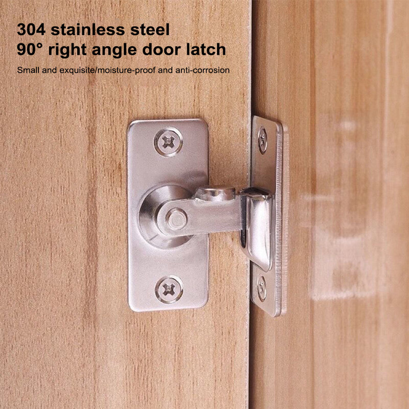 Household Ornaments Door Latch 90 Degree Right Angle Stainless Steel Door Locks Bolt for Barn Sliding Door Flip Door Buckles