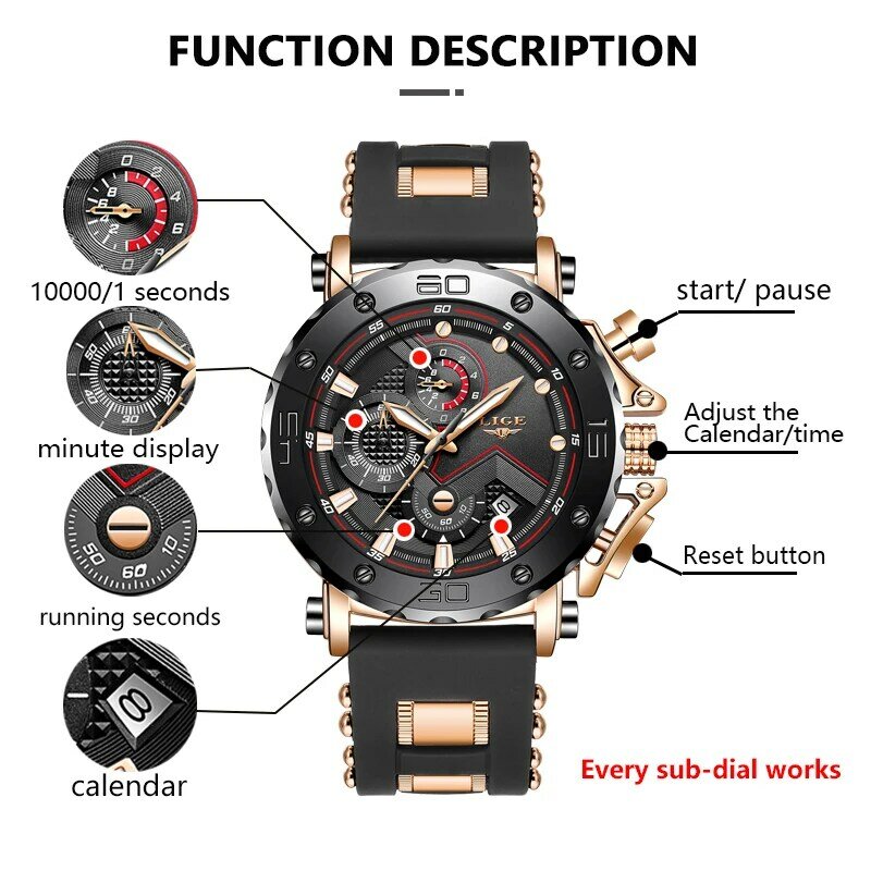 2023 LIGE luksusowe męskie zegarki oryginalne etui duży zegarek cyfrowy mężczyzn biznesowy zegarek sportowy dla mężczyzn Relogio Masculino + Box
