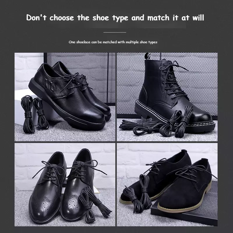 Tali Sepatu Bundar Solid Berlapis Lilin Katun Tali Sepatu Poliester Tahan Lama Tali Sepatu Oxford Tali Sepatu Kulit Tahan Air 11 Warna