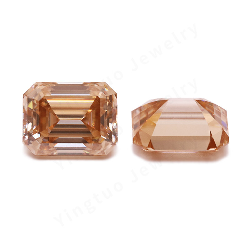 Diamantes de moissanita de corte esmeralda champán, piedra suelta VVS1, laboratorio GRA, certificado, 6x8mm, 2CT