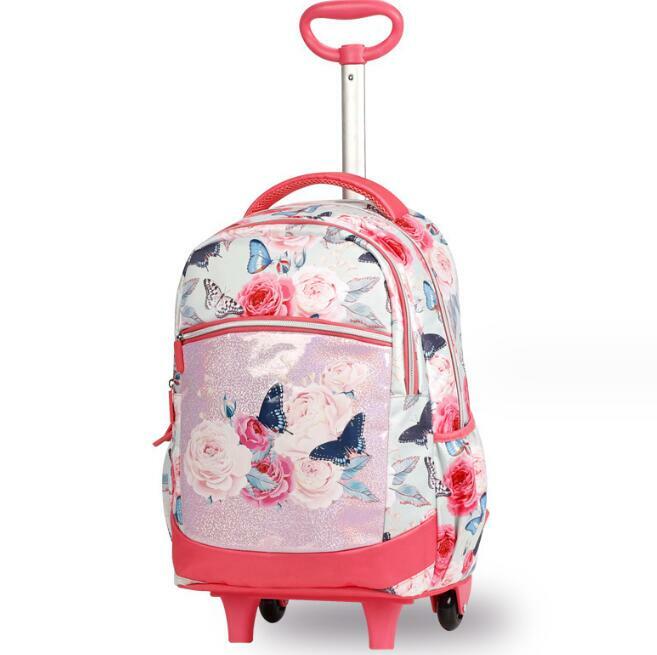 Mochila escolar con ruedas para niños y niñas, bolsa de viaje con ruedas, equipaje rodante, 17 pulgadas