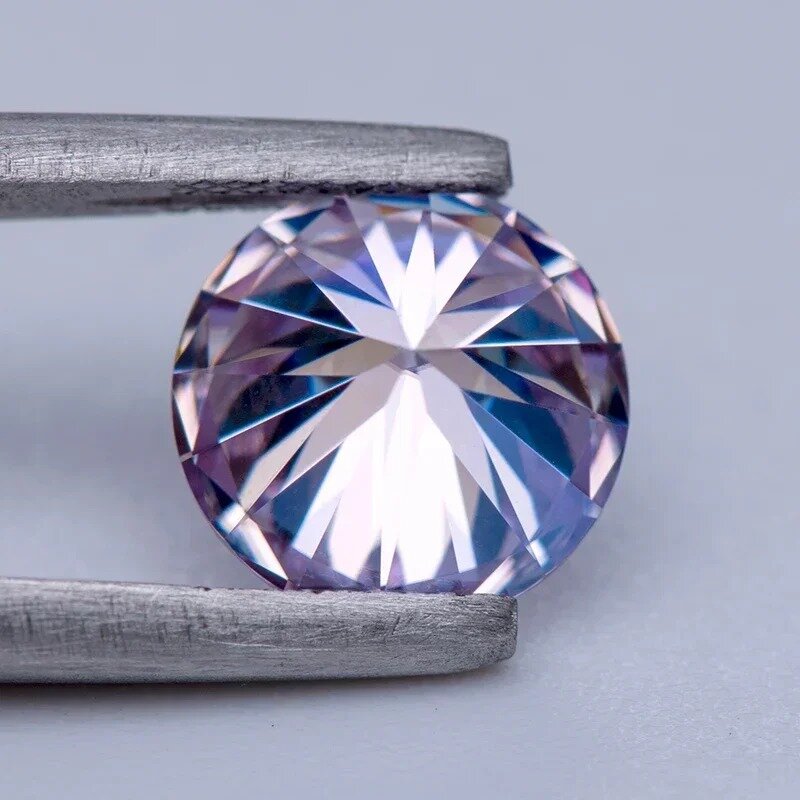 Moissanite Jasnofioletowy kolor Okrągły szlif Lab Grown Diament do niestandardowego tworzenia biżuterii Materiały do wyrobu biżuterii Certyfikat GRA