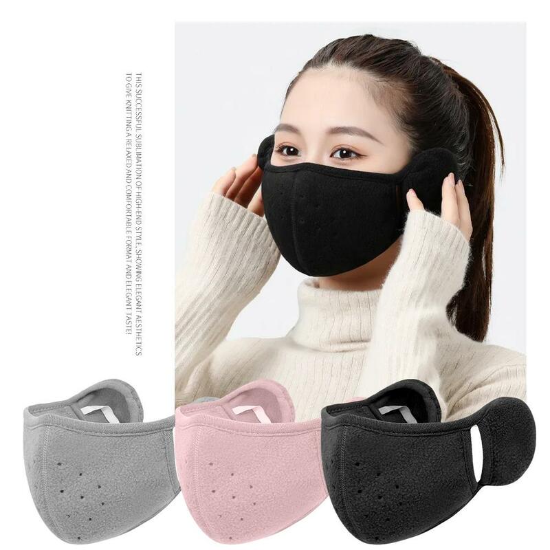 Máscara de inverno 2 em 1 para homens e mulheres, máscara quente e respirável, macia, anti-poeira, à prova de vento, anti-poeira, com protetores auditivos, g9l1