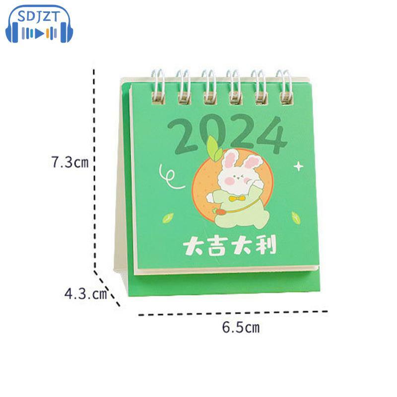 2024 kalender meja kecil segar lucu Mini Desktop perencana Notepad kalender koil buku perlengkapan kantor sekolah