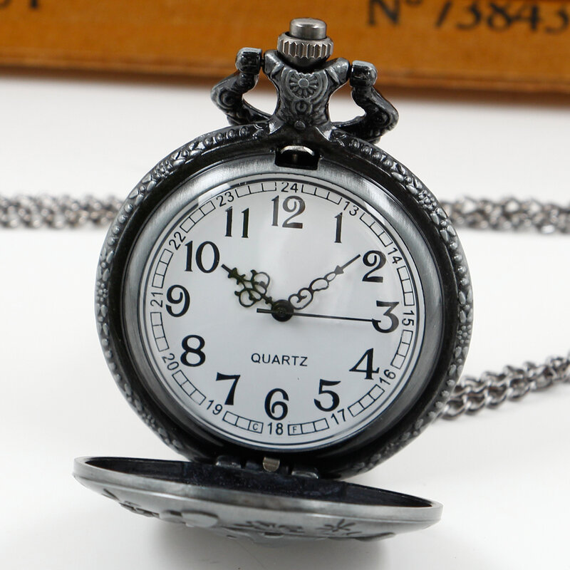 플라워 패턴 디자인 귀여운 쿼츠 포켓 시계, 체인 펜던트 시계, 소년 소녀 선물, 직송
