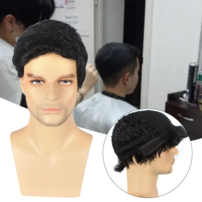 Cool Brown Fashion Curled Wig Short for Man Piece DIY Personalized Hair Extensions for Daily Use Glueless Wigs Ready To Wear