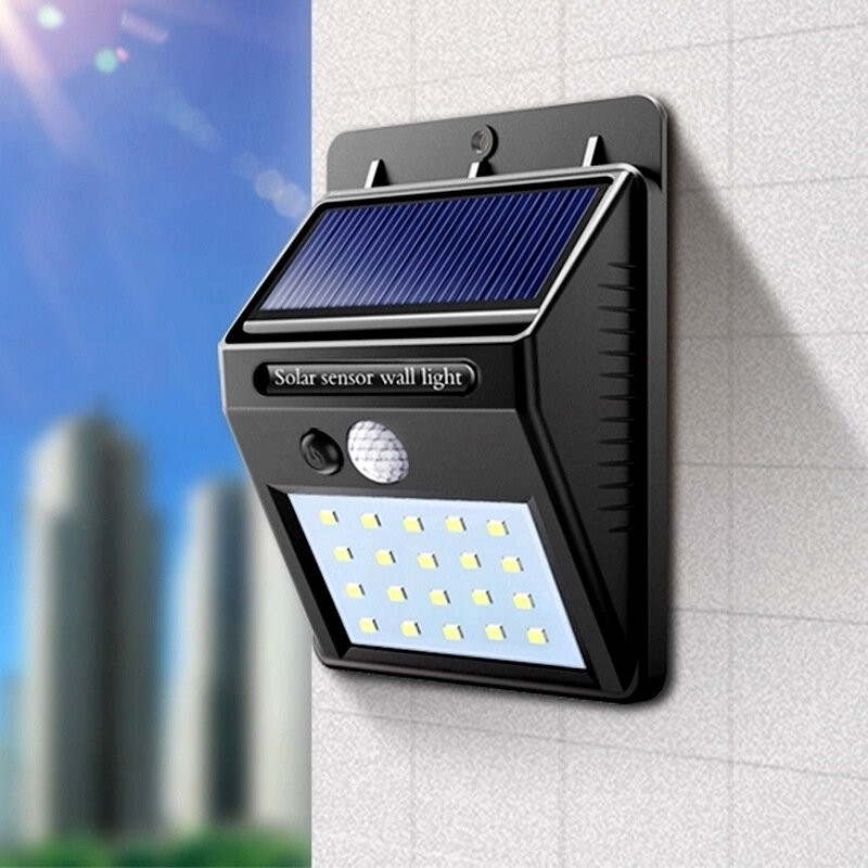Lampe solaire à 20 LED avec détecteur de mouvement, imperméable, luminaire décoratif d'extérieur, idéal pour un jardin ou une rue