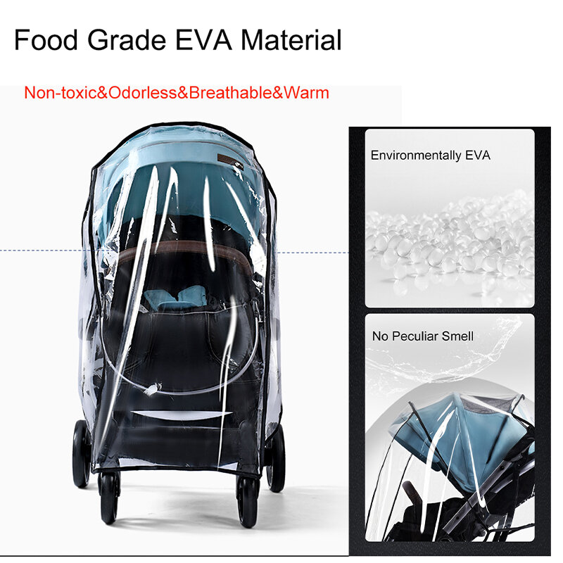 Clear Stroller Rain Cover, Universal Travel Weather Shield Breathable Stroller Raincover Non-toxic and Odorless Raincover
