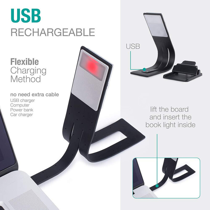 Bookmark Book-light LED-Power-Bank E-book Kindle light Folding Rechargeable With Clip-On 4-Level Brightness Led Light For E-book