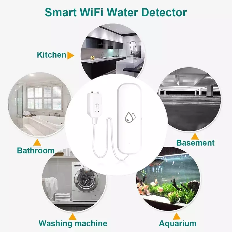Sensor de fugas de agua Tuya WiFi/Zigbee, Detector de fugas de agua de inundación, alarma, aplicación Smart Life, monitoreo remoto, Detector de fugas de agua para el hogar