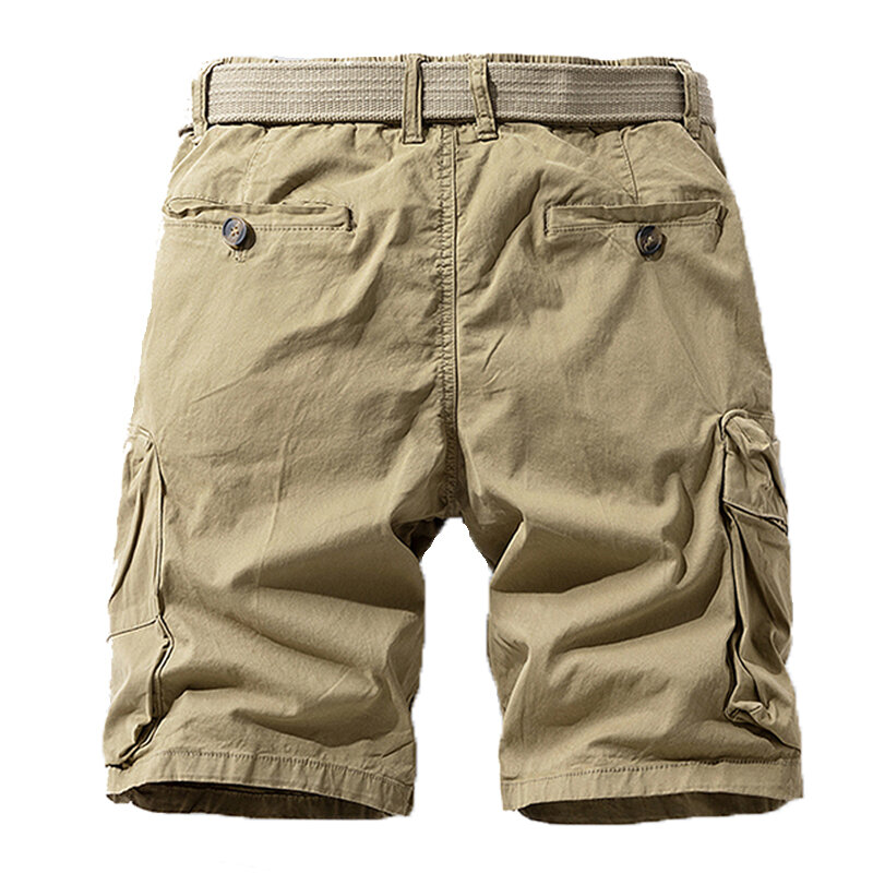 Шорты-карго мужские хлопковые, пляжные джоггеры, уличные шорты со множеством карманов, свободные Бермуды, однотонные винтажные классические штаны, лето