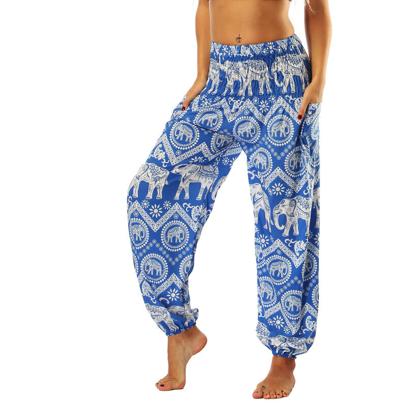 Abbigliamento donna pantaloni Harem, pantaloni da Yoga bohémien, pantaloni Flowy Yoga Boho Hippie Clothes pantaloni da Pilates con tasca