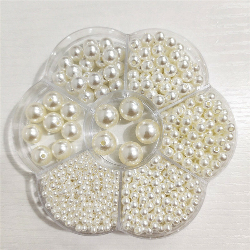 iYOE 1150pcs/Box 3-12mm Mix Size Acrylic Beads Imitation Pearl Round Beads For Making Jewelry Bracelet Necklace DIY Sewing