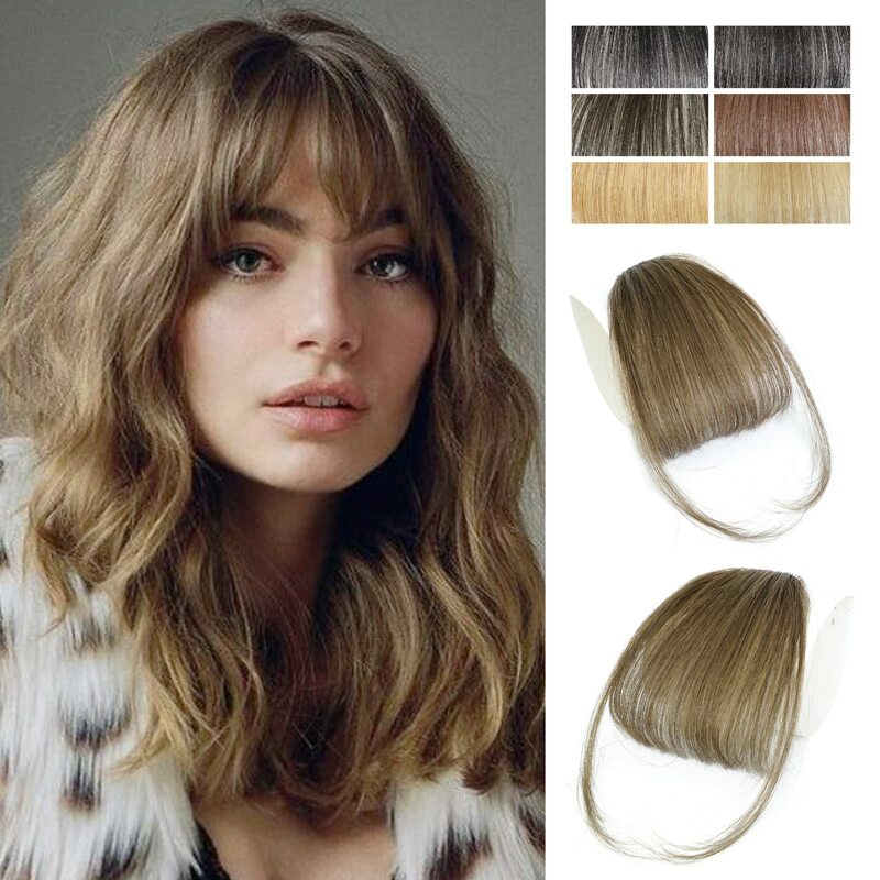 Clip in Bangs Human Hair 3D Clip on Air Fringe Hairpiece for Women Hair Extensions Thin Neat Air Bangs Clip on Fringe