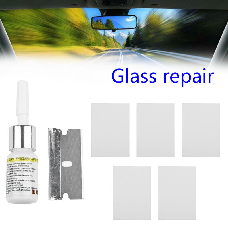 Kit peralatan kaca mobil, aksesoris Interior mobil, Kit Resin perbaikan kaca depan mobil 3ml