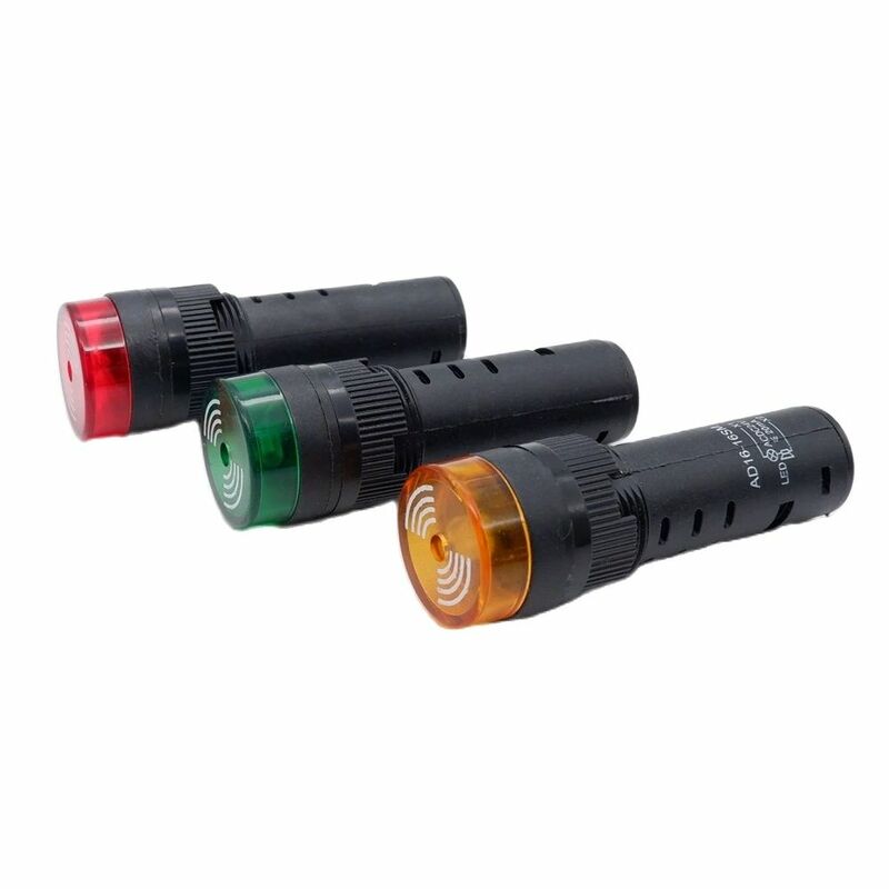 Buzzer 22mm Flashing Signal Light Red LED Alarm Indicator Light 12V 24V AC220V Intermittent Sound Red Green Yellow