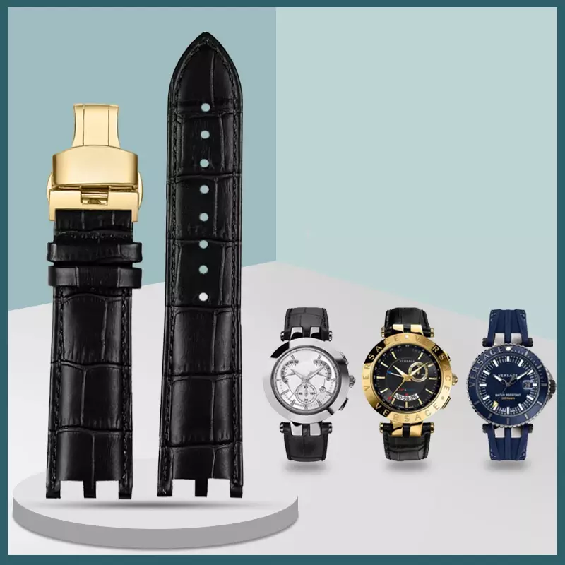 Reloj de cuero con interfaz convexa cóncava doble para hombre, accesorios personalizados para Versace V-RACECHRONO series GMT