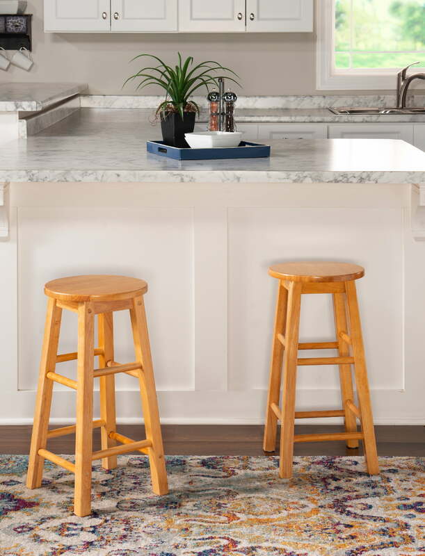 29" Bar Stools Counter Chair Round Barstool Kitchen Solid Wood