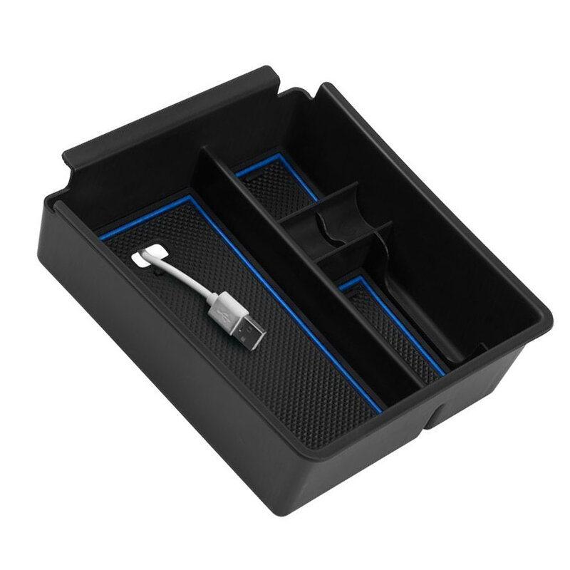 Auto Mittel konsole Armlehne Aufbewahrung sbox mit blau umrandeten Pads abs fit für Hyundai Tucson NX4 neu