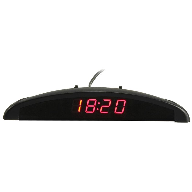 Voltímetro LED Digital 3 en 1 para coche, termómetro de reloj de temperatura de voltaje, 12V, Rojo