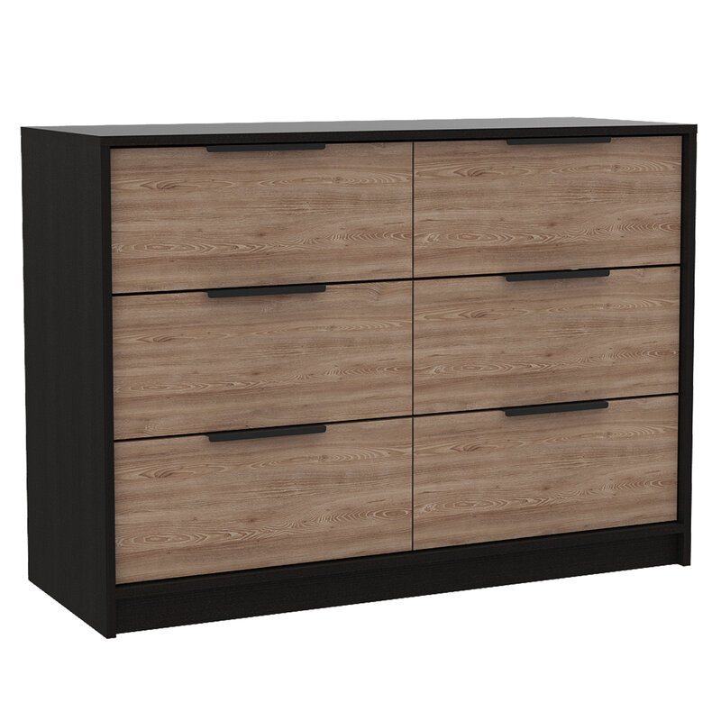 Meridian 2-Piece Bedroom Set, Dresser and Chest, Black and Pine
