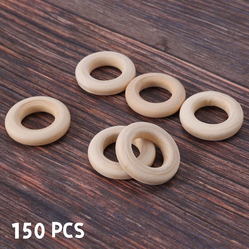 Anéis De Círculo De Madeira Unfinished, Conectores Pingente para Projetos DIY, 150 PCs, 25 mm 1 polegada