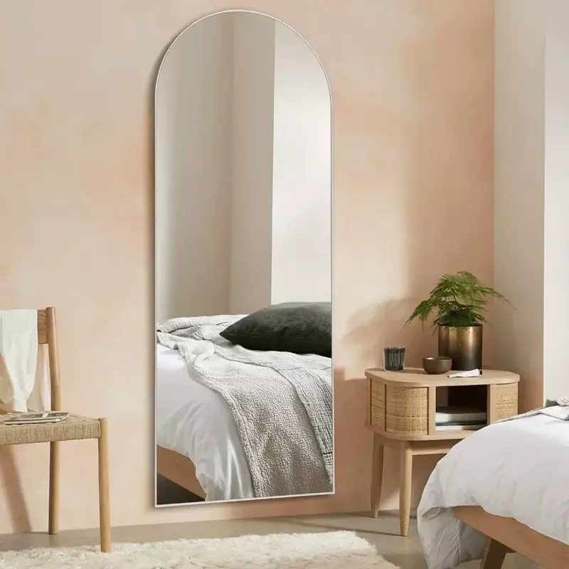 Espejos arqueados de longitud completa, espejos grandes de suelo arqueado con espejos de pared de pie, Marcos colgantes o de madera