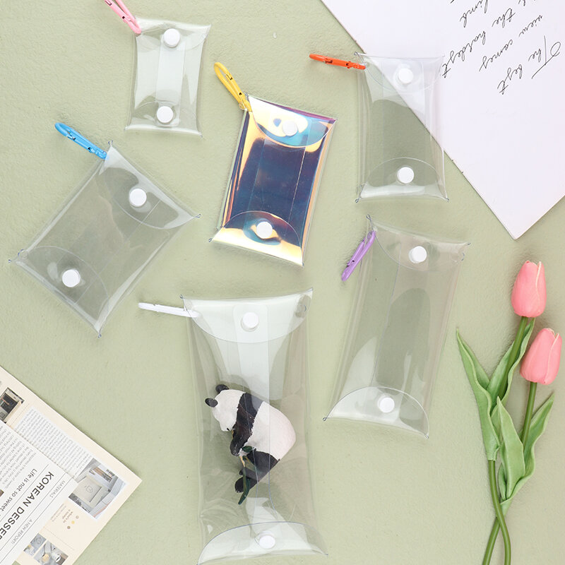 Mini bolsa de exhibición de muñecas de Anime, monedero transparente, llavero colgante, bolsa cuadrada, organizador de llaves, lápiz labial, auriculares, bolsa de almacenamiento