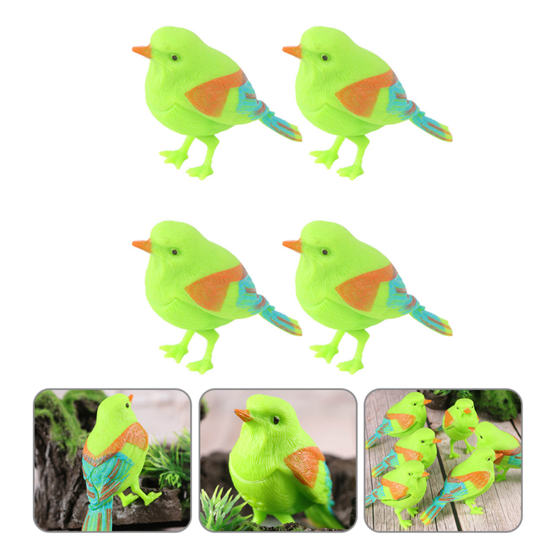 4 buah mainan burung kontrol suara dekorasi menyanyi mainan bayi berbunyi warna-warni untuk simulasi anak-anak