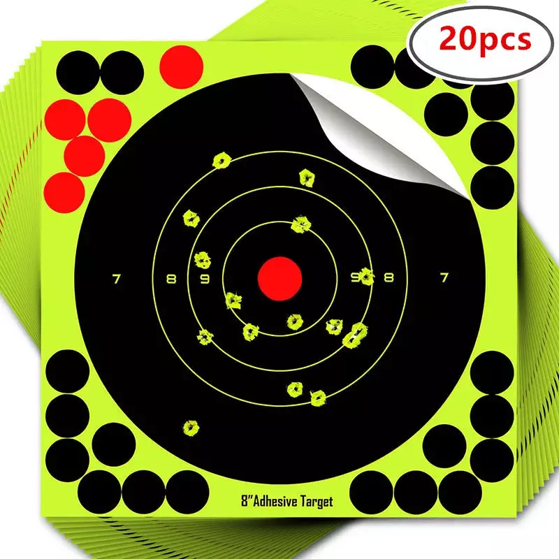 20 buah Target tembak berperekat untuk kegiatan ulang, stiker kertas menembak latihan berburu, aksesori berburu