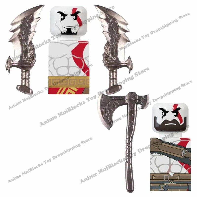 Kratos Blade Axe Mini Action Figures, God of War, Jogos de Anime, Blocos de Construção, Assembly Toys, Bonecas Educativas, Presentes para Crianças