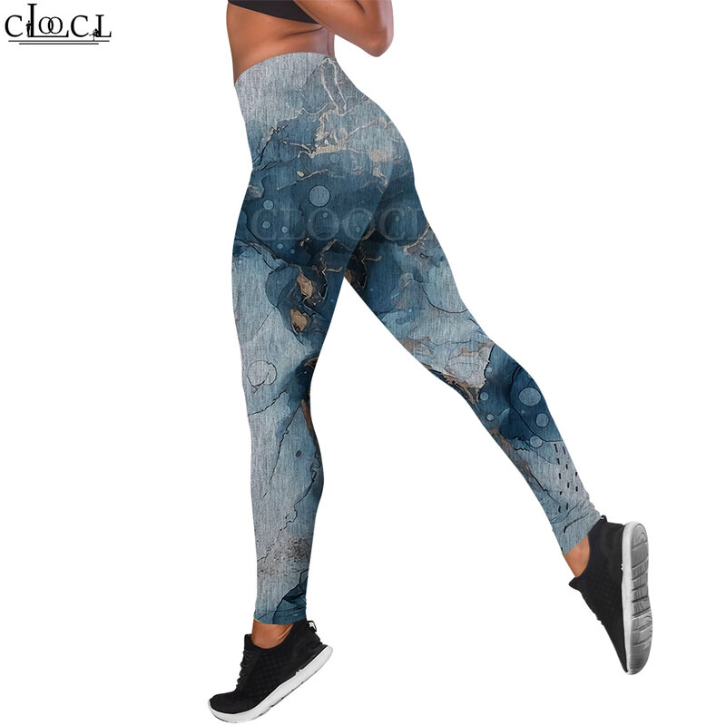 Cilocl Legging da donna modello retrò pantaloni stampati in 3D glutei a vita alta Stretch Fitness Leggings sportivi esercizio modellante