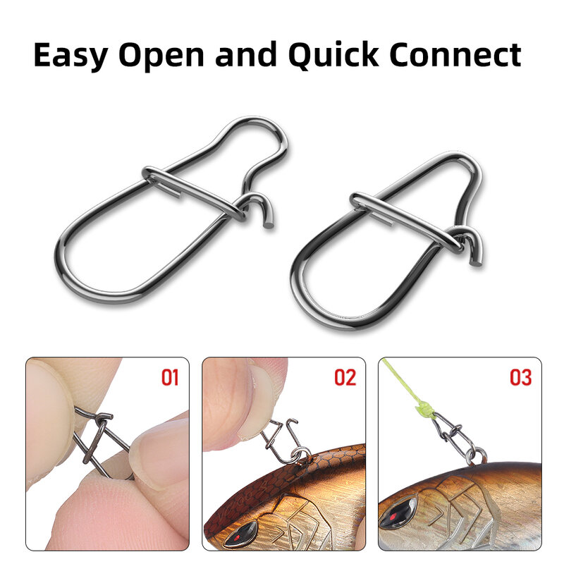 RUNCL 20PCS Hooked Snap Pin 304 Stainless Steel Fishing Barrel Swivel Lure Connector Accessories Freshwater Saltwater